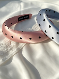Handmade Heart Print Satin Padded Headband