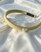 Satin Slim Headband with Crystal Charm