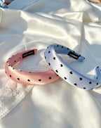 Handmade Heart Print Satin Padded Headband