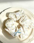 White Ditsy Floral Scrunchie