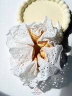 Gingham & Eyelet Lace Scrunchie
