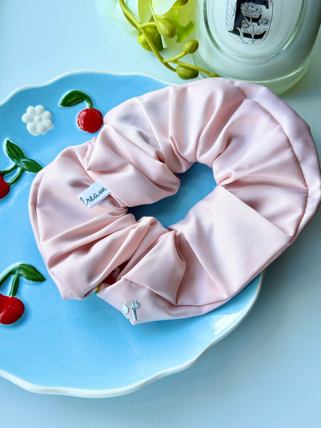 Detailed Animal Embroidered Satin Scrunchie