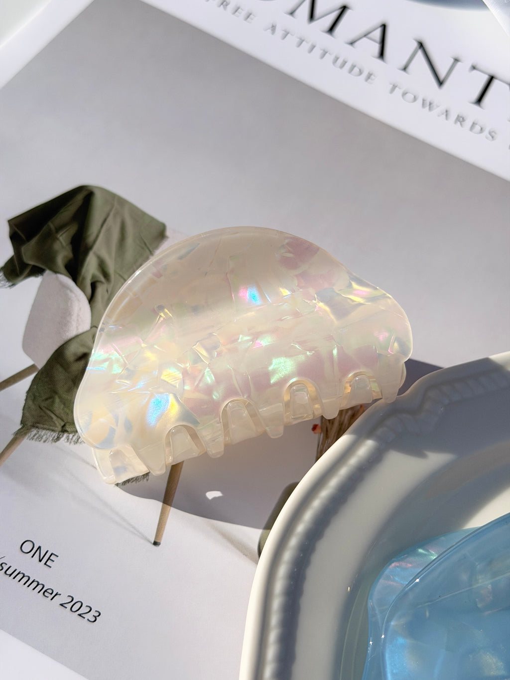 Pearlescent Half Moon Hair Claw Clip