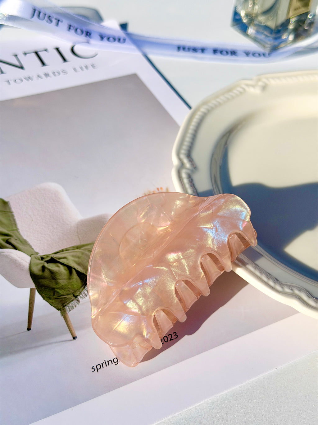 Pearlescent Half Moon Hair Claw Clip