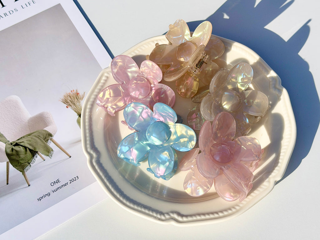 Pearlescent Flower Hair Claw Clip