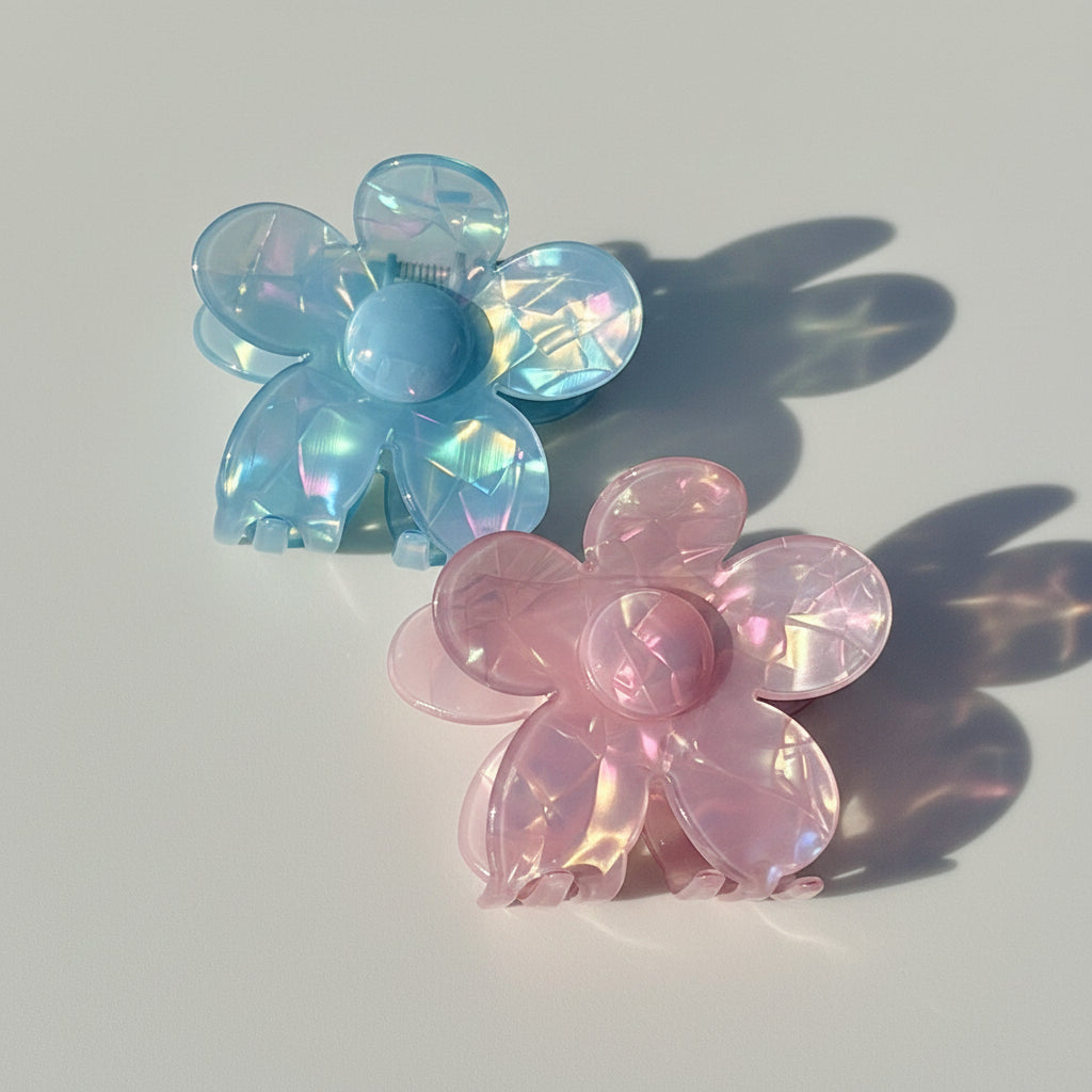 Pearlescent Flower Hair Claw Clip