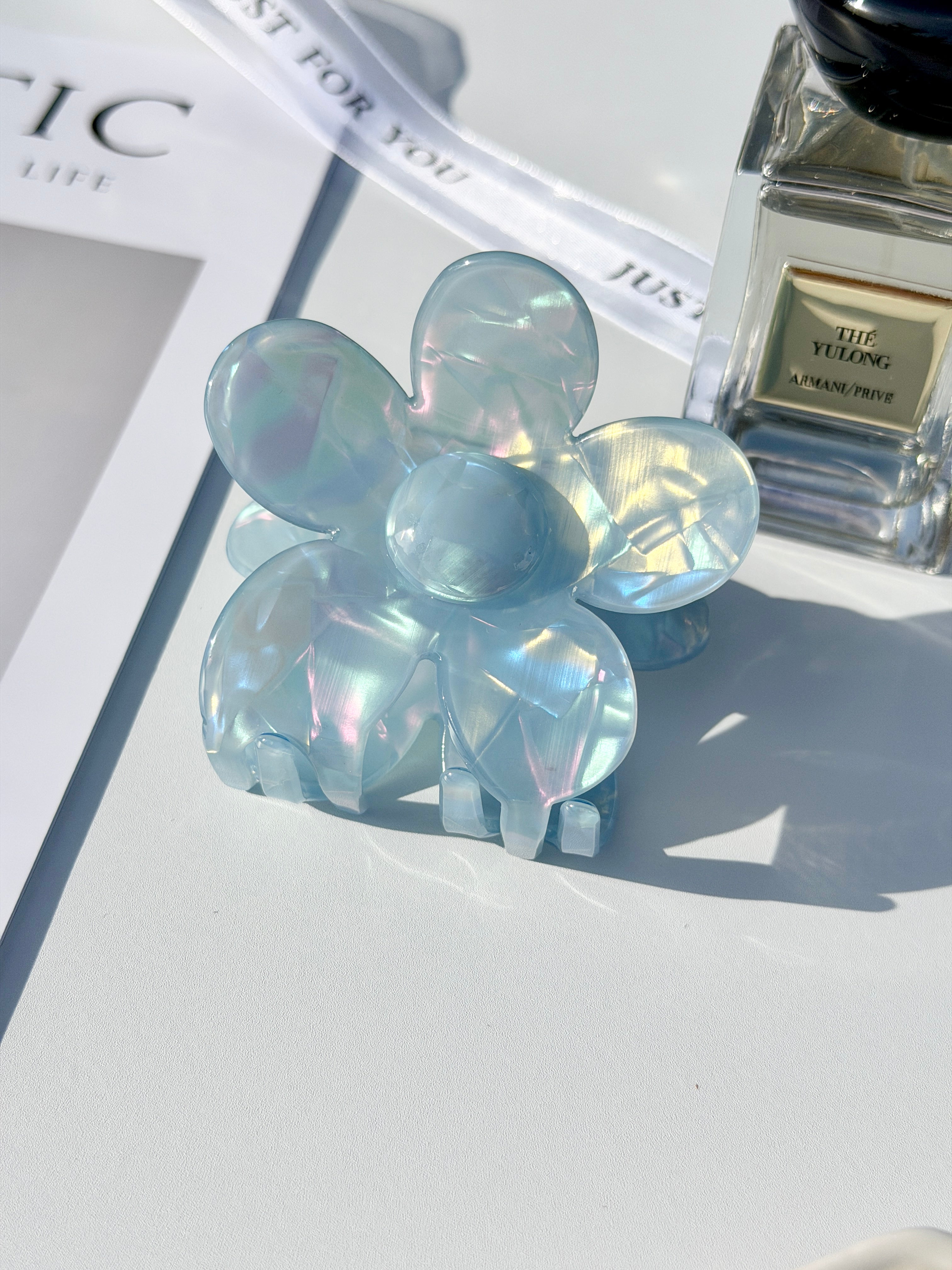 Pearlescent Flower Hair Claw Clip
