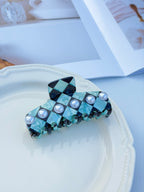Pearl Checkerboard Hair Claw Clip