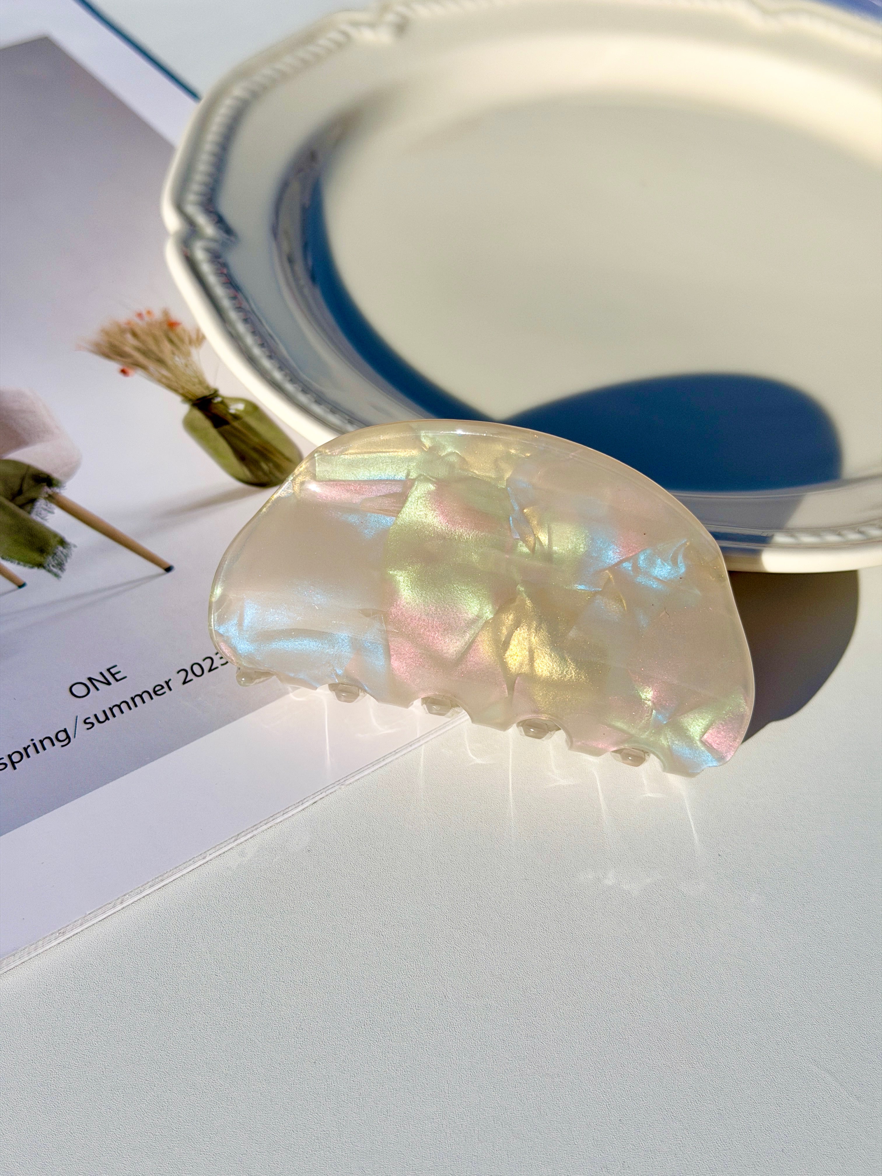 Pearlescent Half Moon Hair Claw Clip