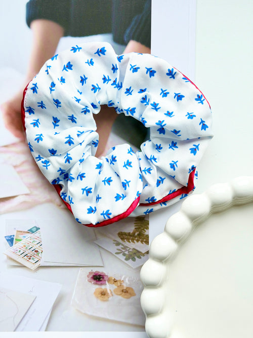 Blue Ditsy Floral Scrunchie
