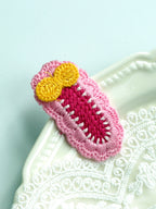 Handmade Pink Embroidered Hair Clip