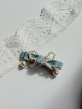 Pearl Bow Denim Hair Clip