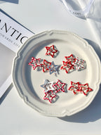 Red Plaid Star Hair Clips Set