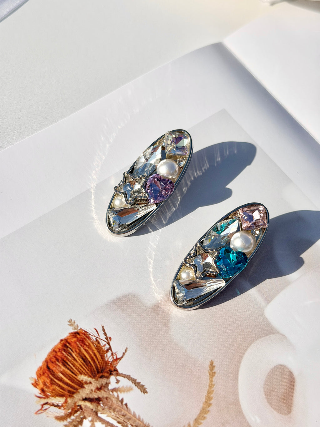 Crystal & Pearl Oval Hair Clip
