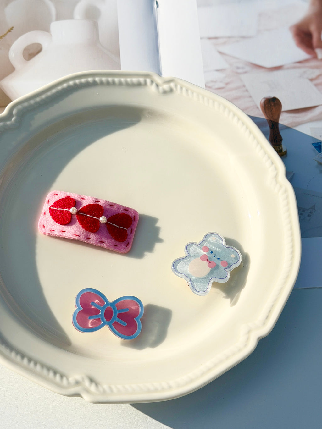 Cute Bear & Bow Hair Clips