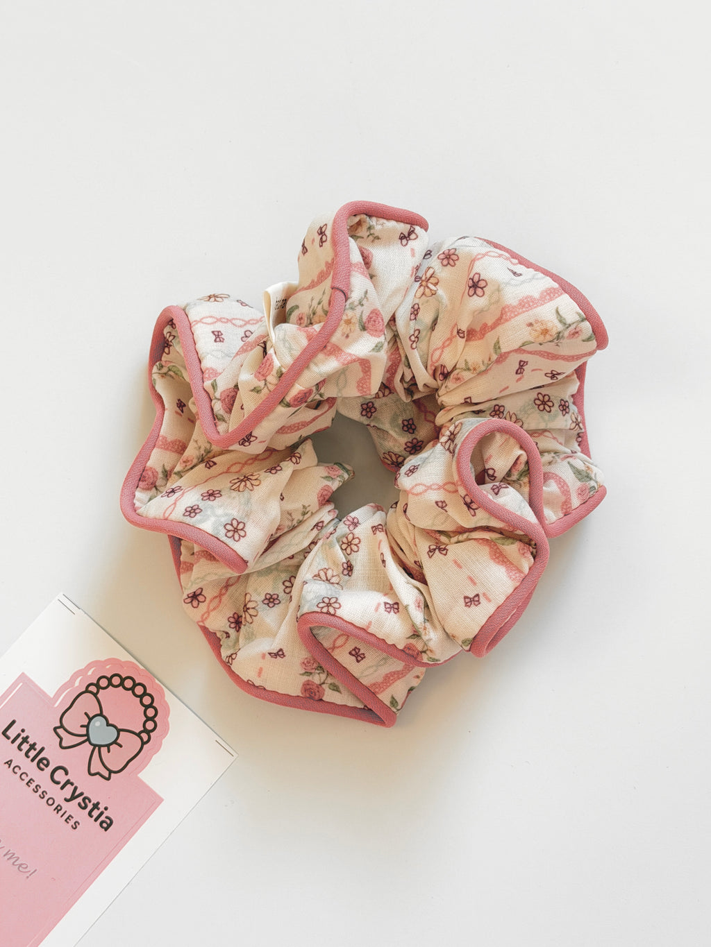 Vintage Floral Ruffle Scrunchie