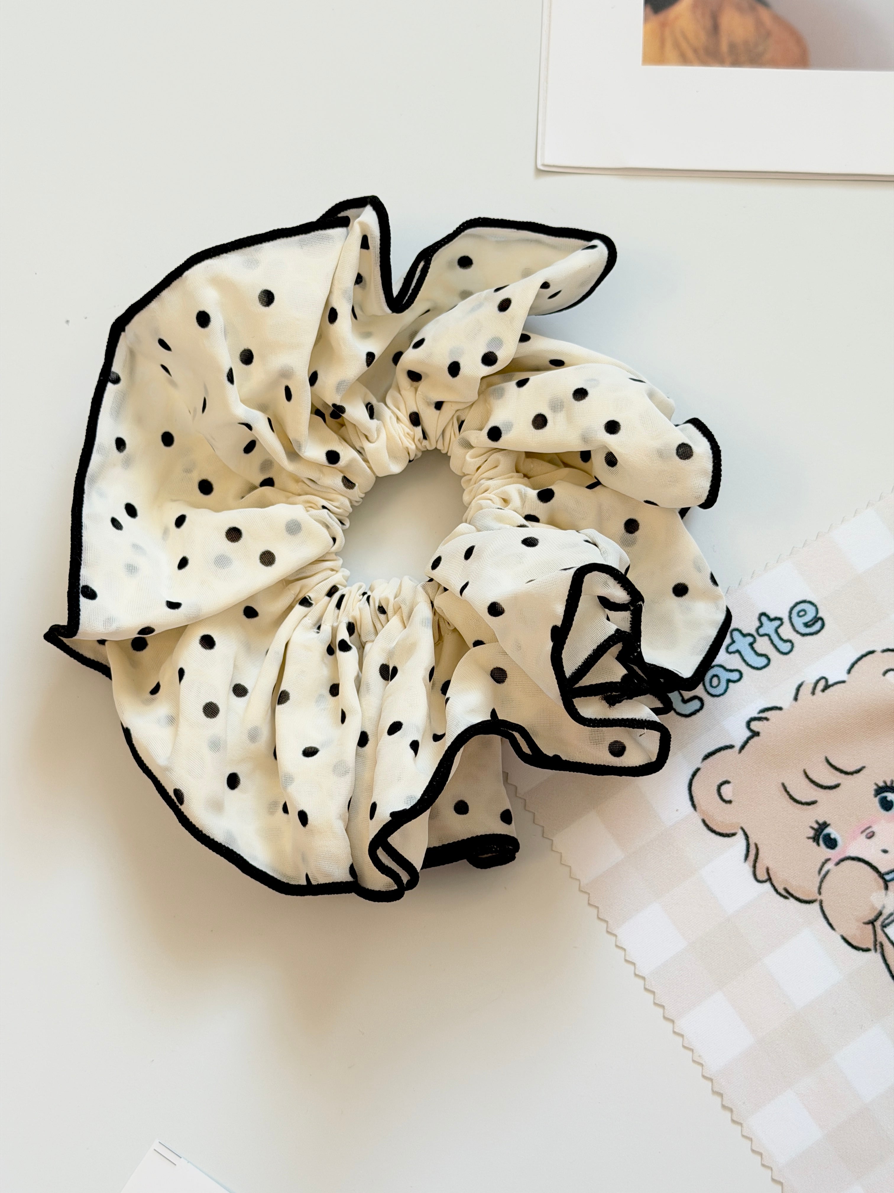 Polka Dot Ruffle Scrunchie