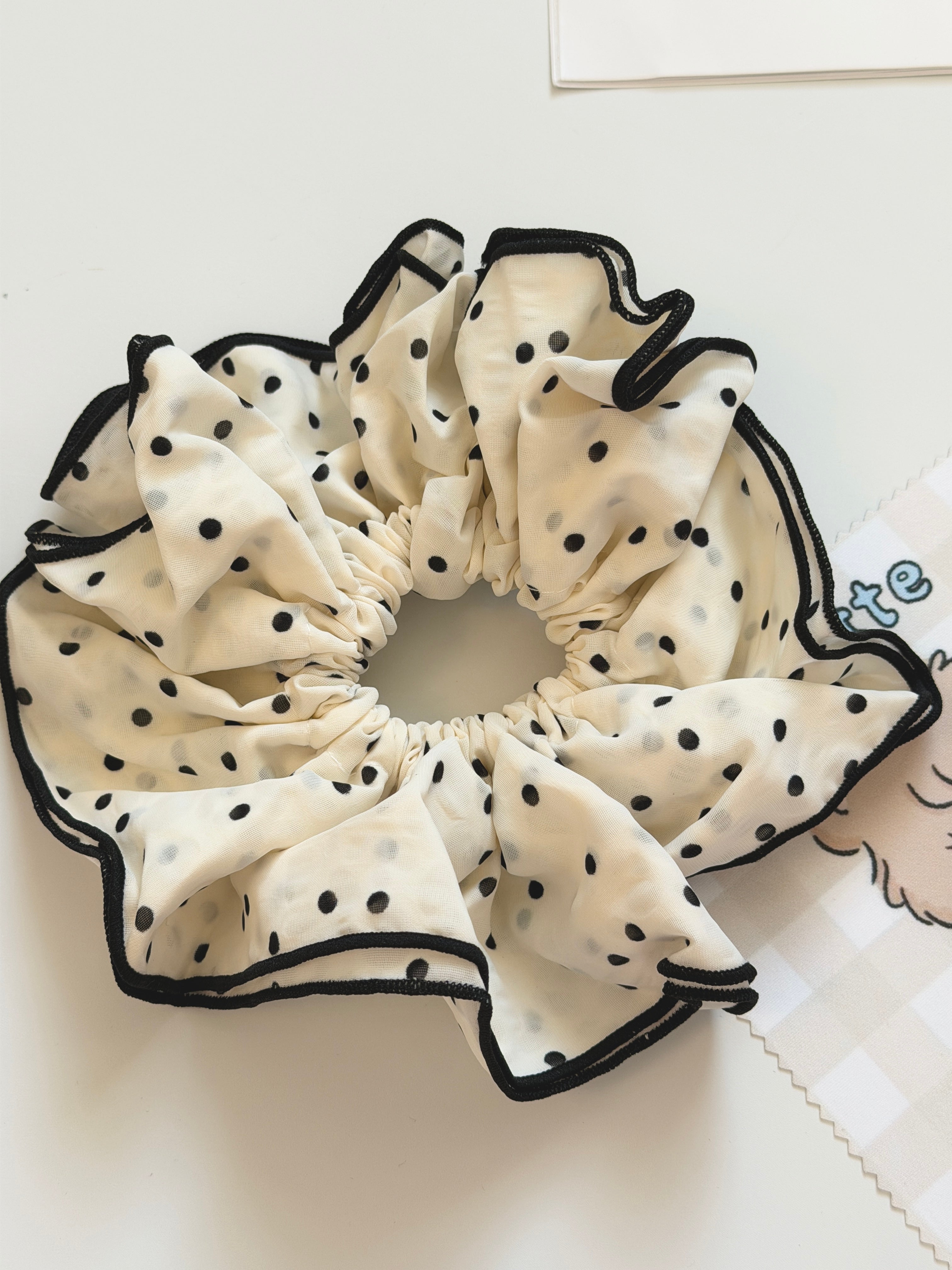 Polka Dot Ruffle Scrunchie