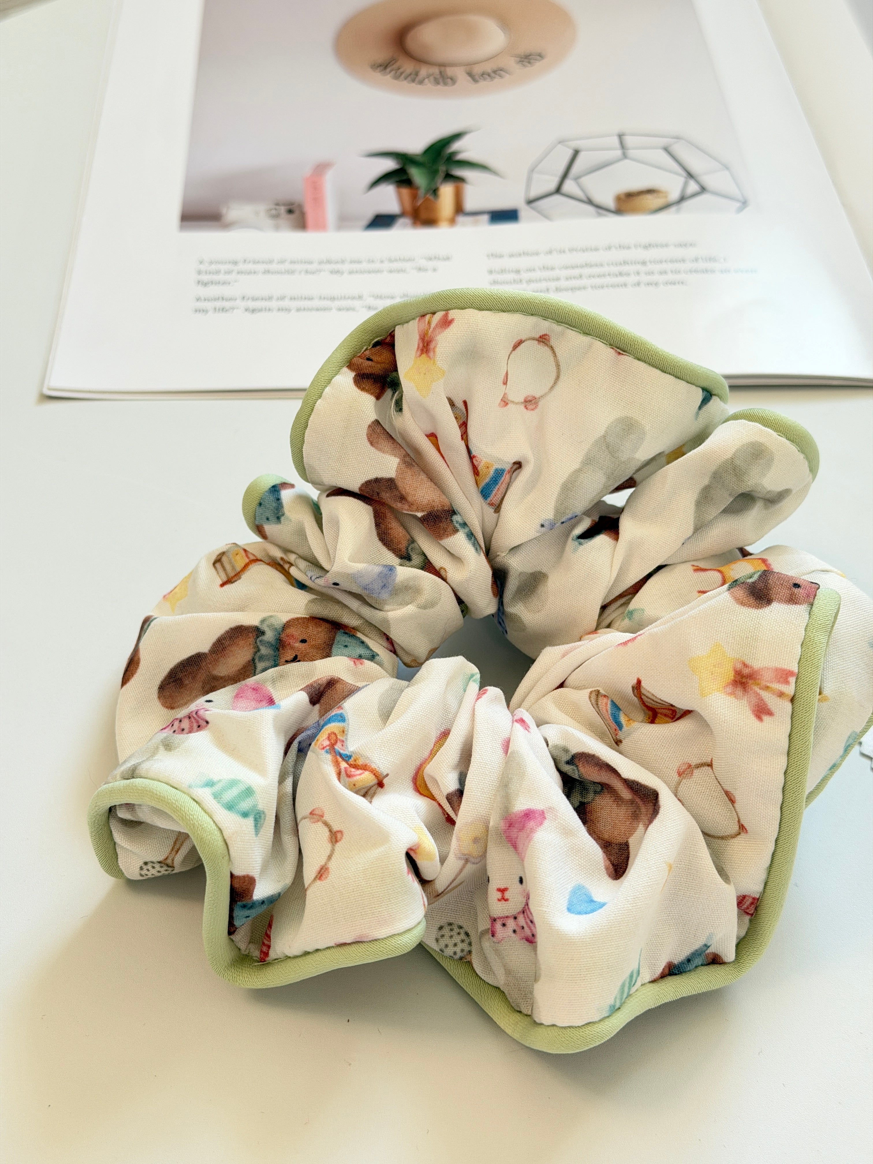 Teddy Bear Print Scrunchie