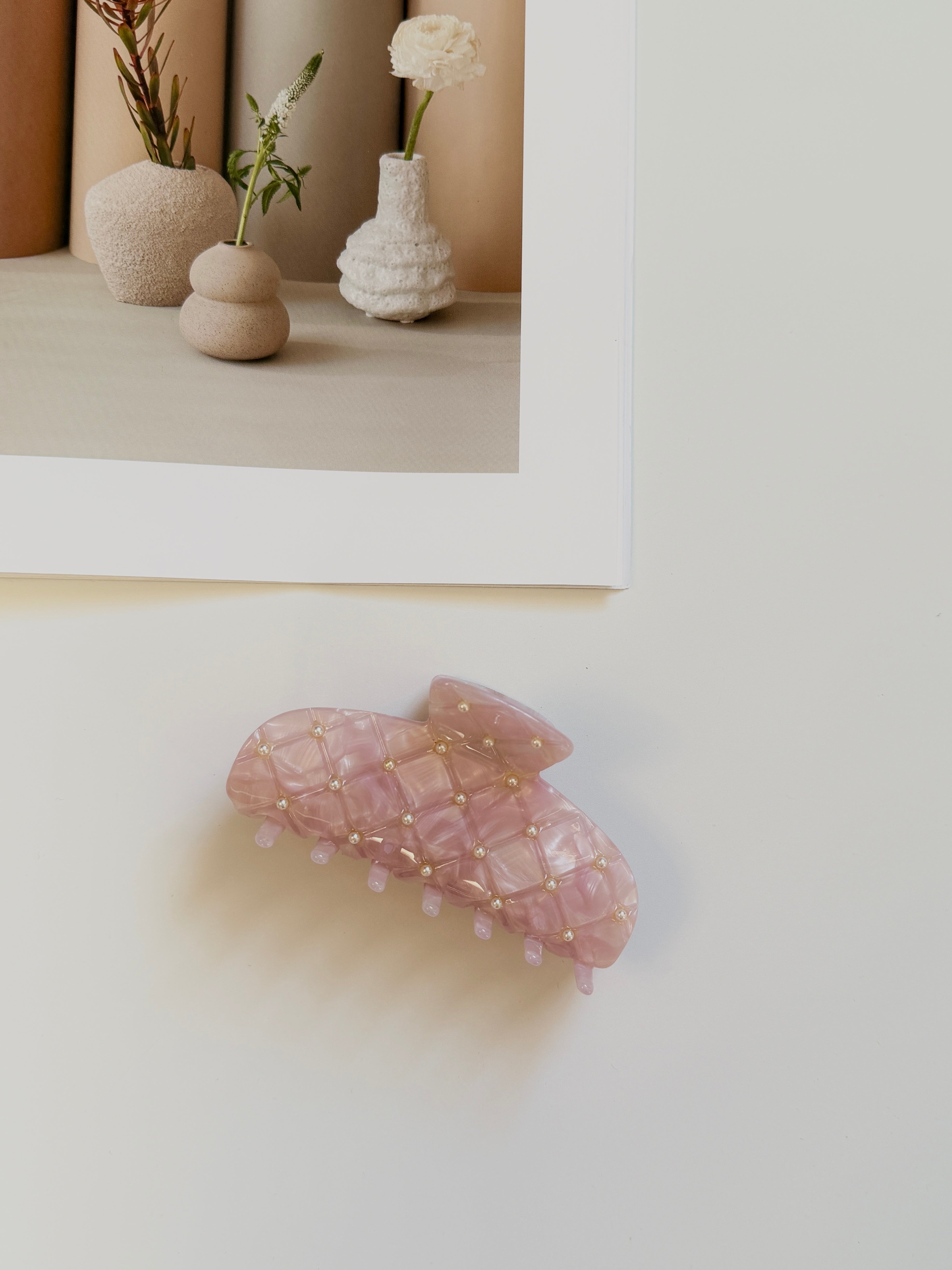 Pink Quilted Claw Clip