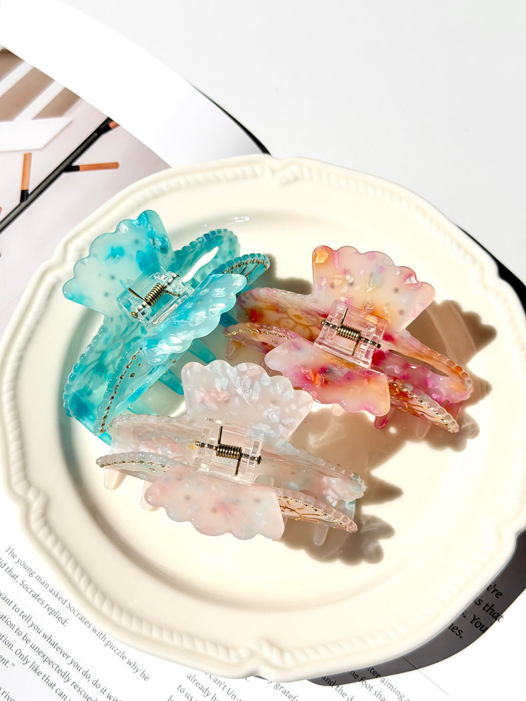 Crystal Sun Embroidered Claw Clip