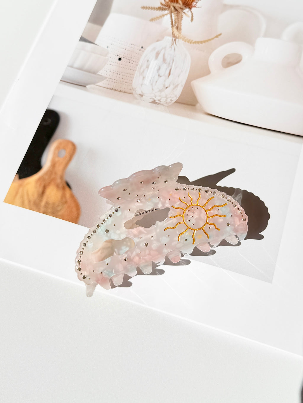 Crystal Sun Embroidered Claw Clip