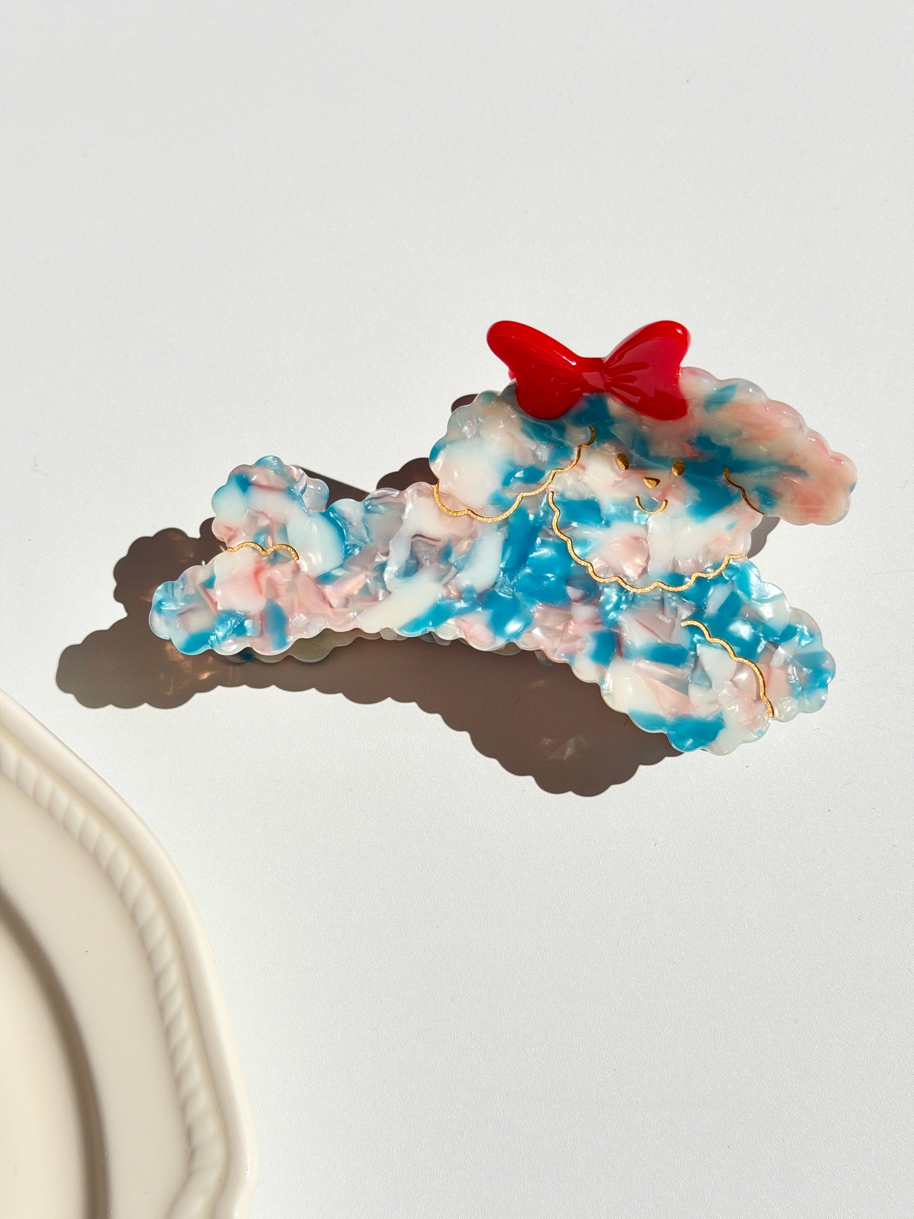 Poodle Dog Marble Acetate Hair Clip