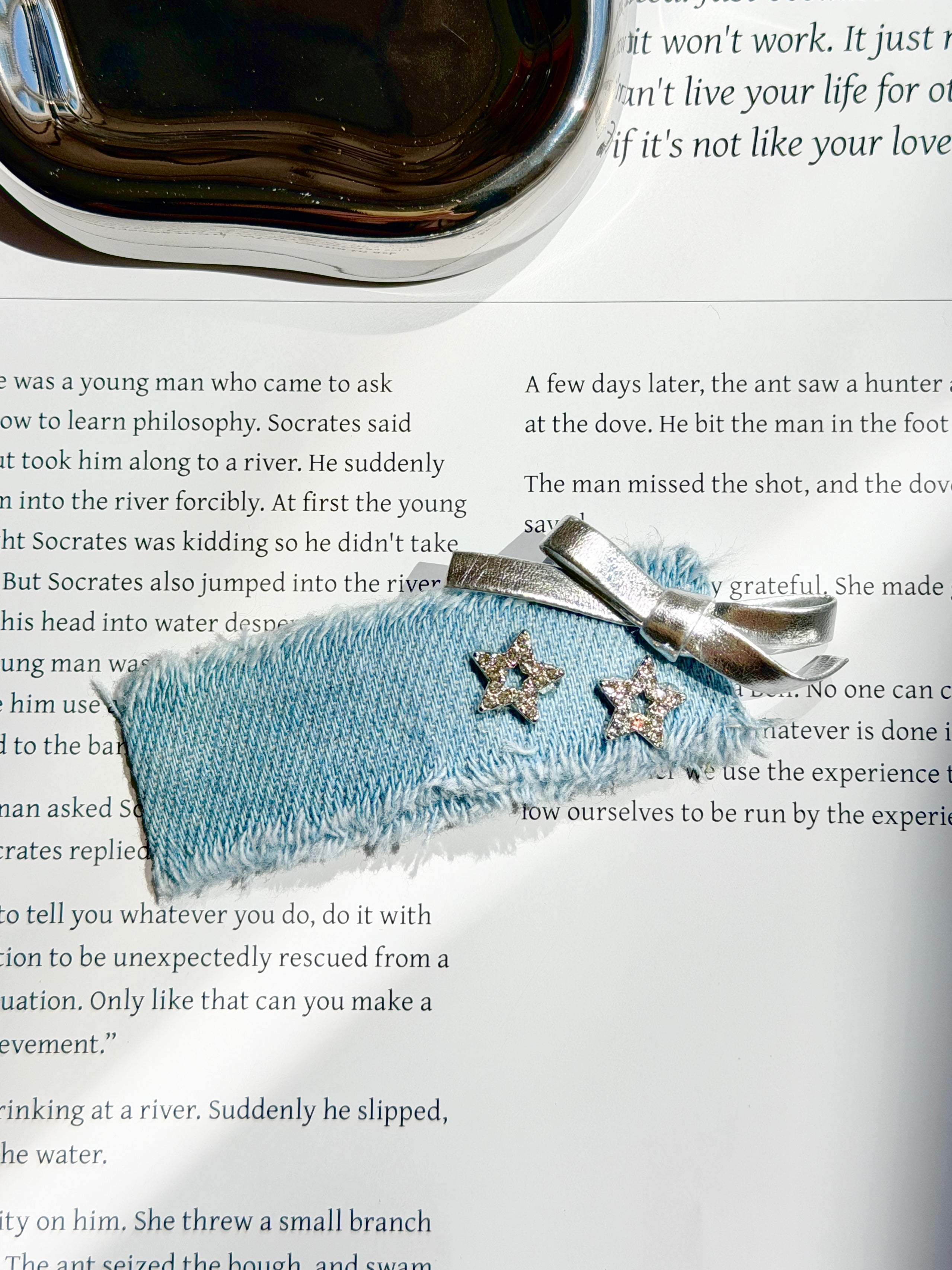 Denim Star Bow Hair Clip