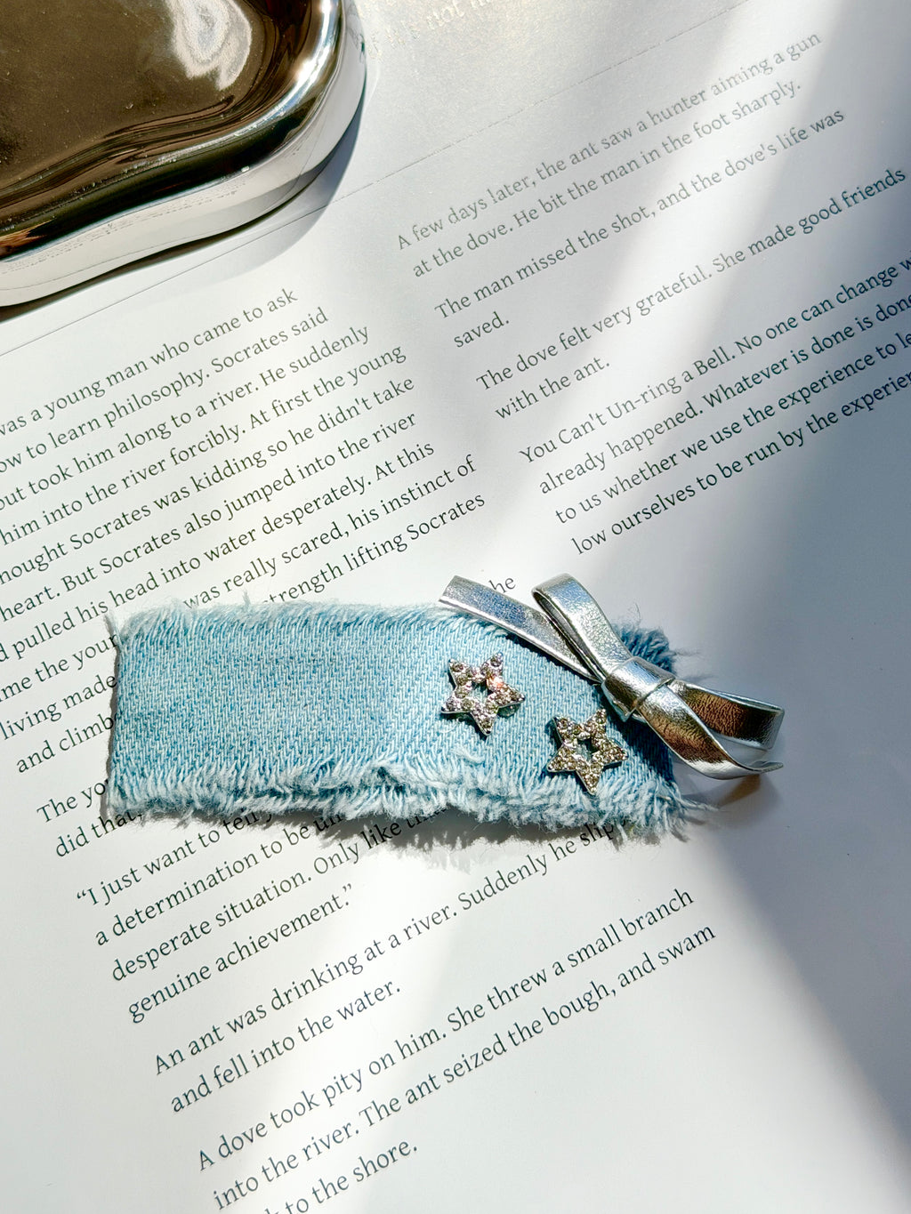 Denim Star Bow Hair Clip