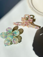 Iridescent Flower & Bow Acetate Hair Clip Set