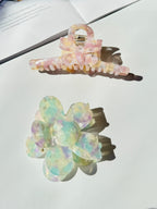 Iridescent Flower & Bow Acetate Hair Clip Set