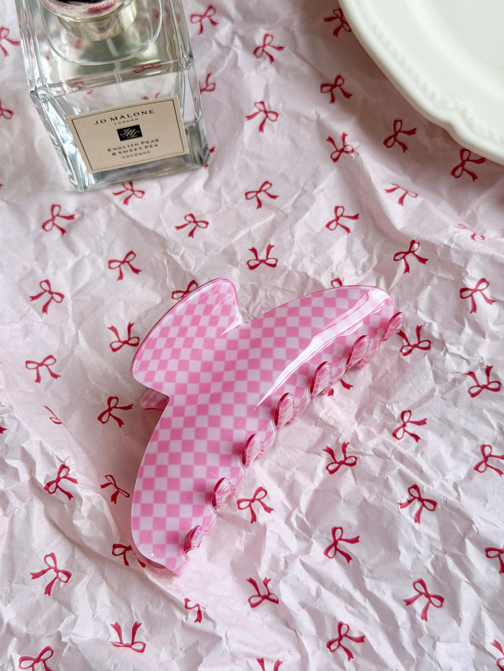 Pink Checkerboard Claw Clip
