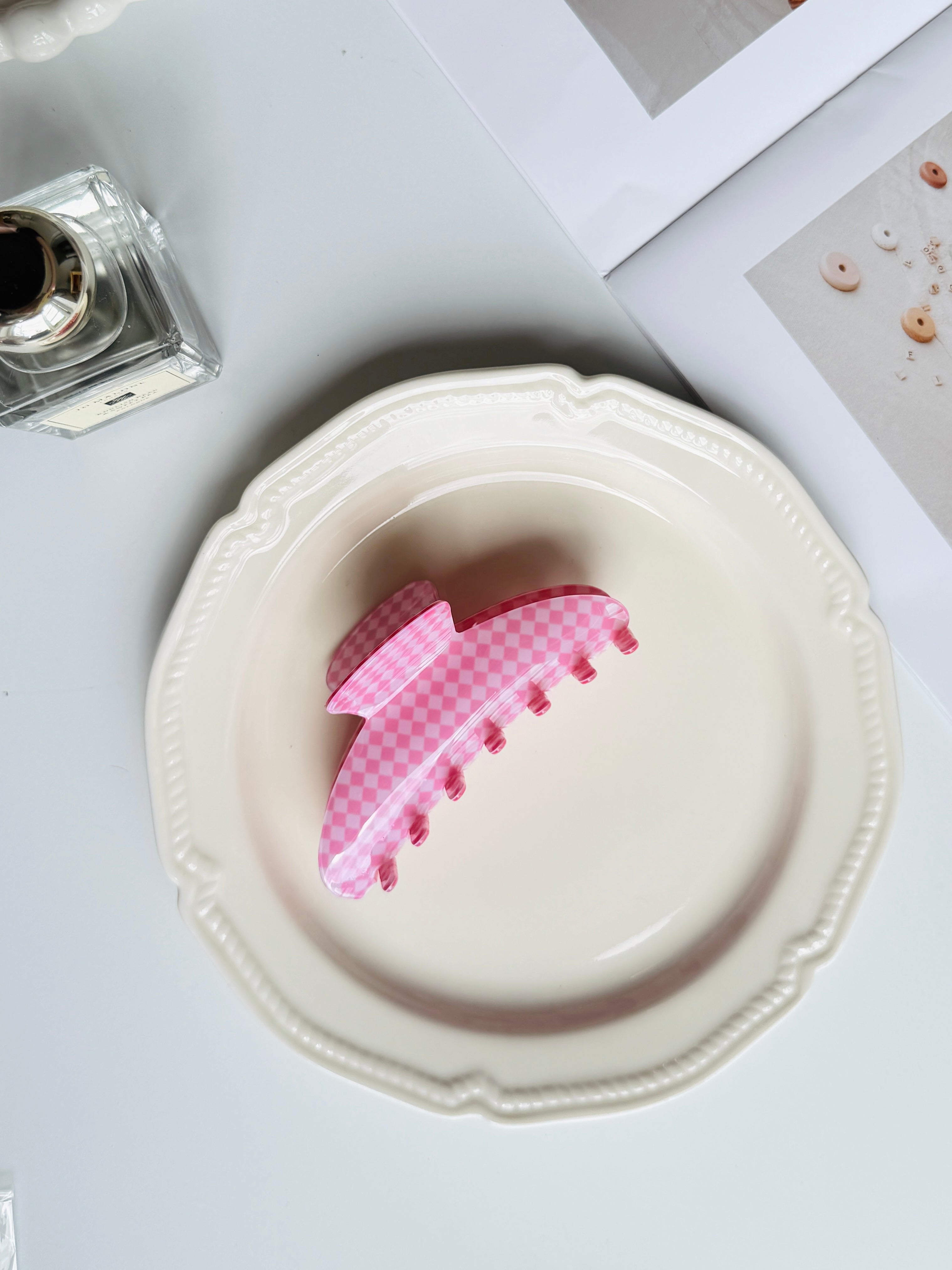 Pink Checkerboard Claw Clip