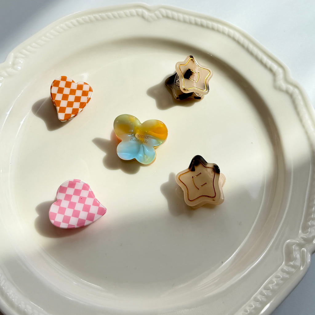 Mini Claw Clips Set – Heart, Flower & Star