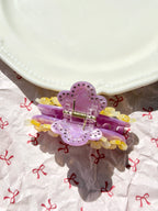 Purple Marble Daisy Flower Claw Clip