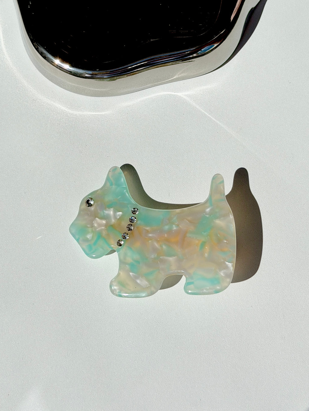 Scottie Dog Marble Acetate Hair Clip