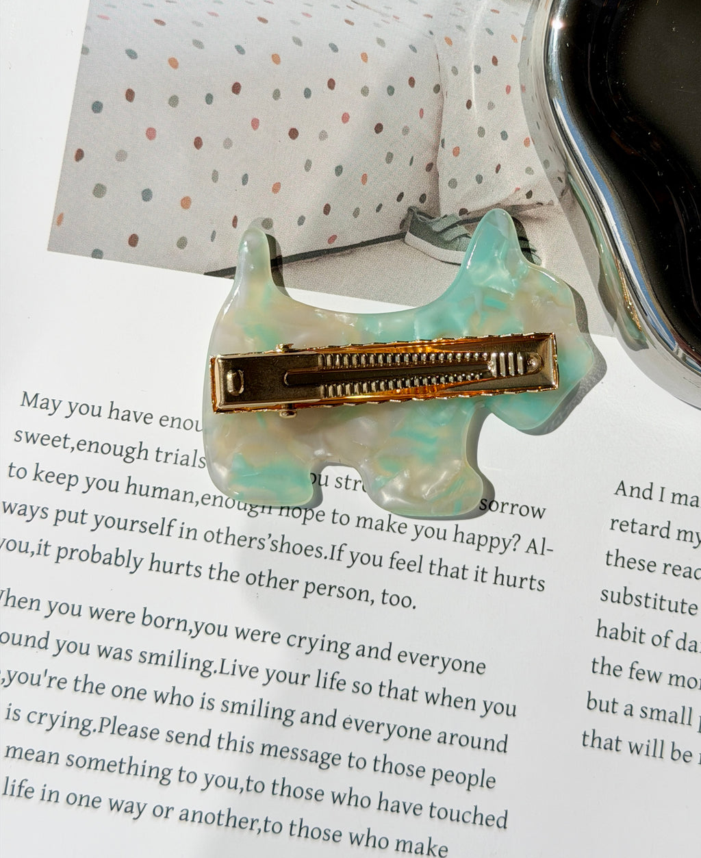 Scottie Dog Marble Acetate Hair Clip