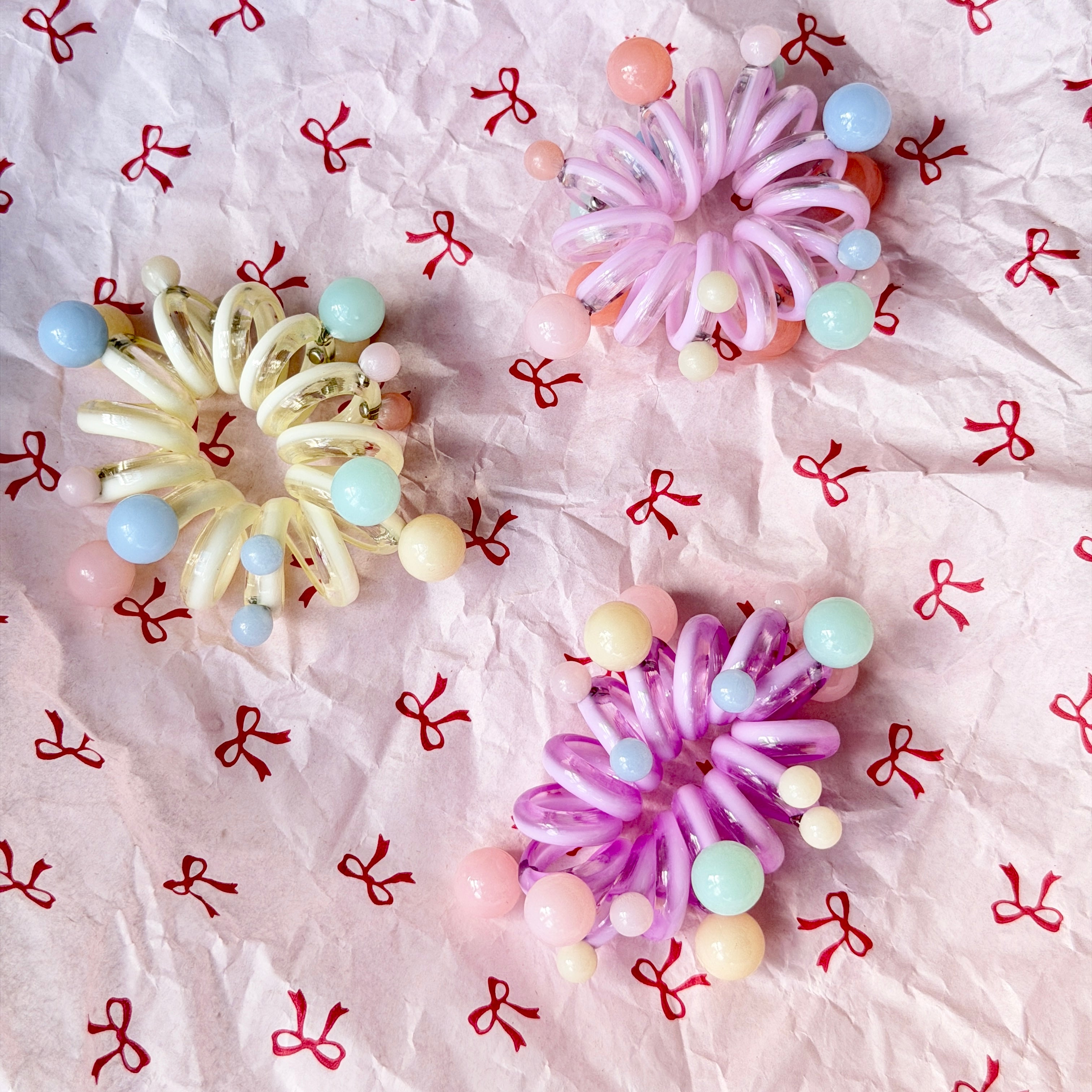 Coil Spring Hair Tie with Candy Beads