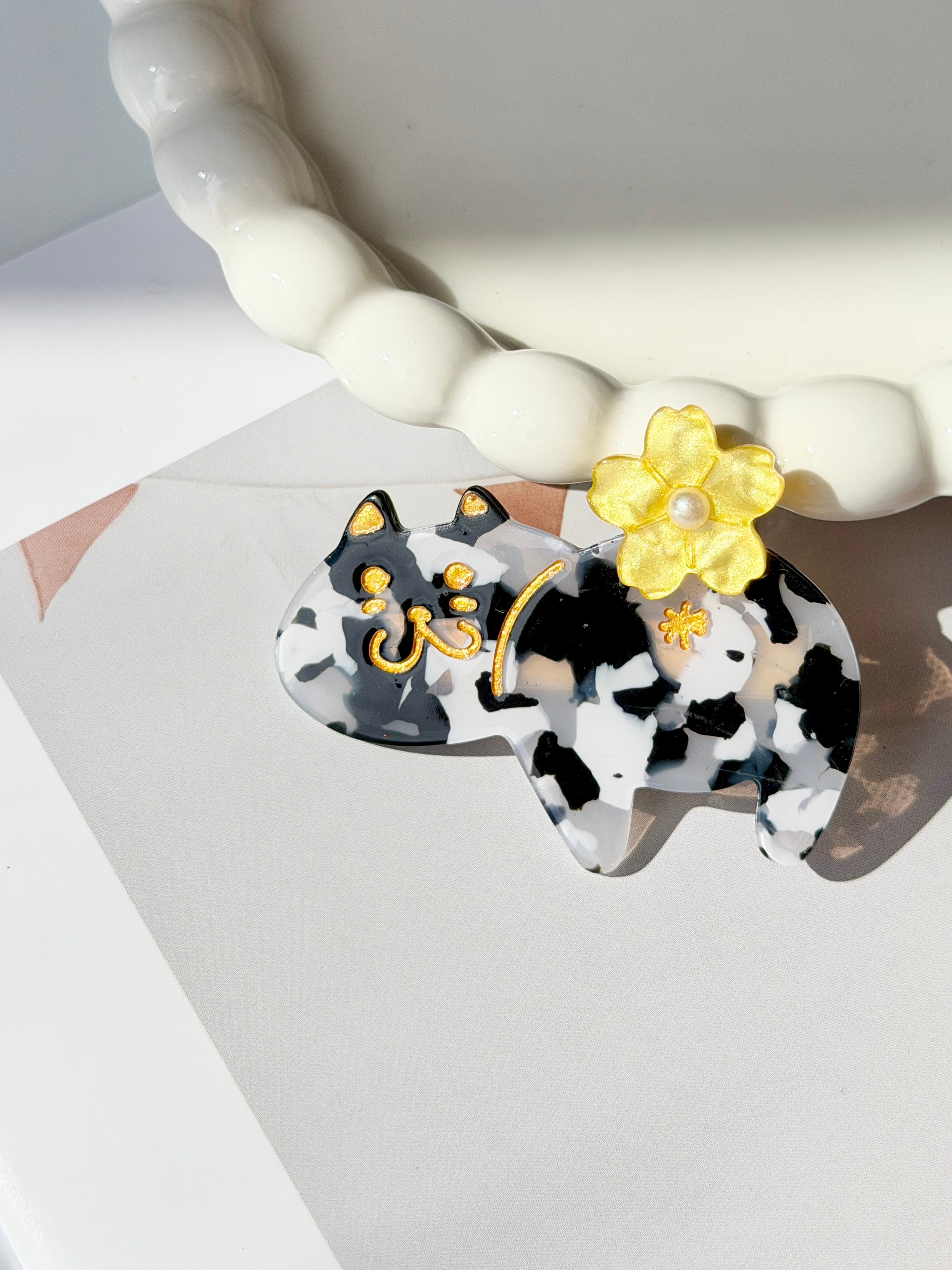 Tortoiseshell Cat Cherry Blossom Claw Clip