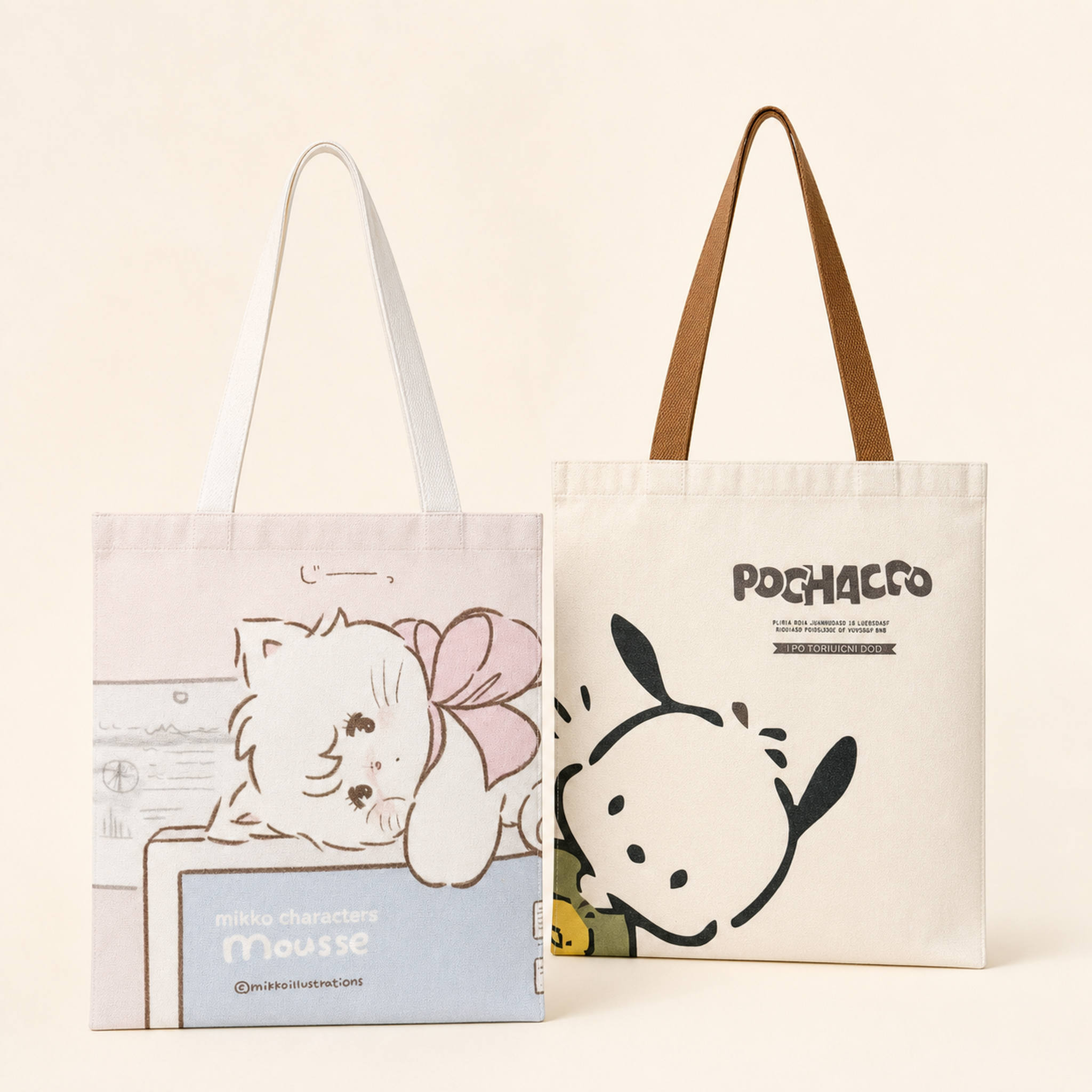 Cartoon Print Canvas Tote Bag